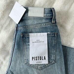 pistola Light Blue High-Rise Relaxed Flare Jeans